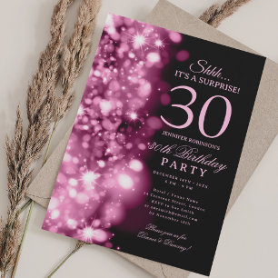 Convite Festa de Aniversário de 30 anos surpresa cor Rosa