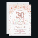 Convite Festa de aniversário de 30 anos surpresa - Rosa br<br><div class="desc">Convite de festas de aniversário de 30 anos surpresa. Design floral elegante em ouro brilhante rosa e branco. Recursos blush rosas rosa e diamante número 30. Perfeito para uma festa surpresa das mulheres na moda. Impressos convites Zazzle ou download instantâneo de modelo digital.</div>