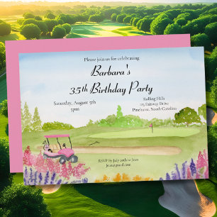 Convite Festa de Aniversário de 35 Anos Carrinho de Golfe 