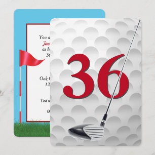 Convite Festa de Aniversário de 36 Anos com Tema de Golfe