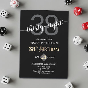 Convite Festa de Aniversário de 38 Anos Masculina Minimali