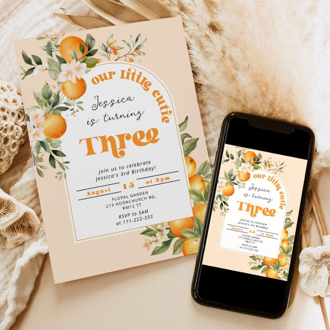 Convite Festa de aniversário de 3 anos bonitinha (Criador carregado)