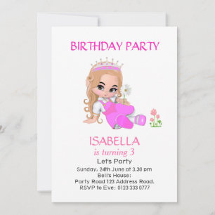 Convite Festa de Aniversário de 3 anos da Princesa Fofa em