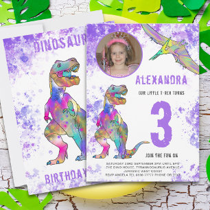 Convite Festa de Aniversário de 3 anos das Meninas Dinossa