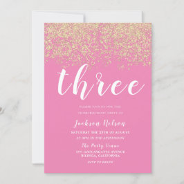 Convite Festa de aniversário de 3 anos das Meninas Rosa Do