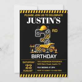 Convite Festa de aniversário de 3 anos de Construção em Cu