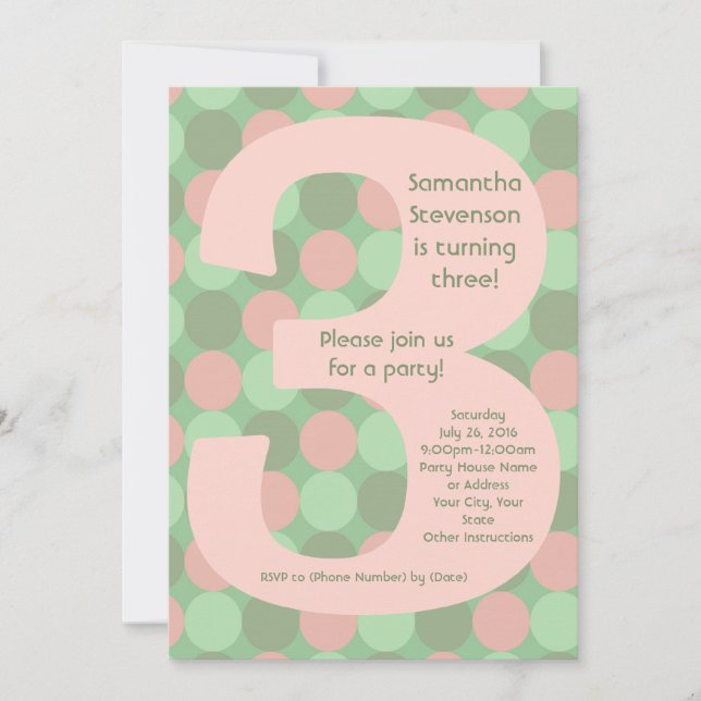 Convite Festa de aniversário de 3 anos de Garota Grande Nú (Frente)