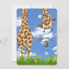 Convite Festa de aniversário de 3 anos de Giraffe