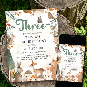 Convite Festa de aniversário de 3 anos dos Animais da Flor