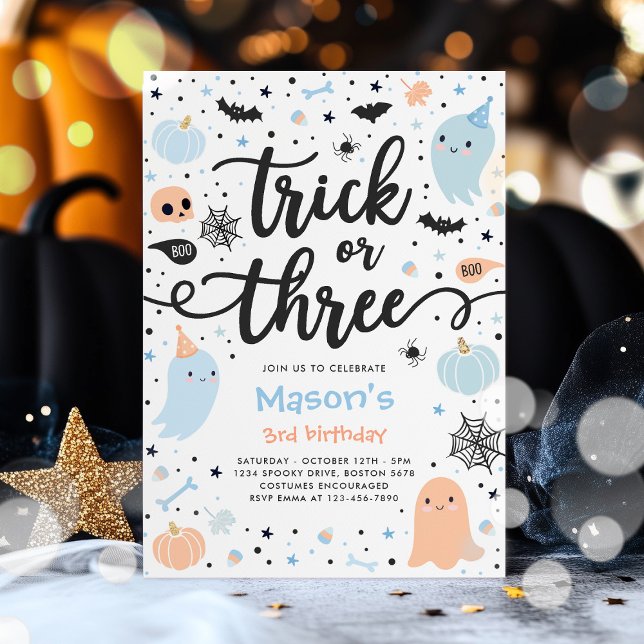 Convite Festa De aniversário de 3 anos Ghost Do Halloween (Criador carregado)
