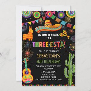 Convite Festa de Aniversário de 3 Anos no Estilo Mexicano
