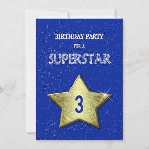 Convite Festa de aniversário de 3 anos para uma Superstar