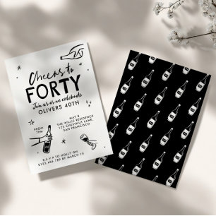 Convite festa de aniversário de 40 anos com puxador de mão