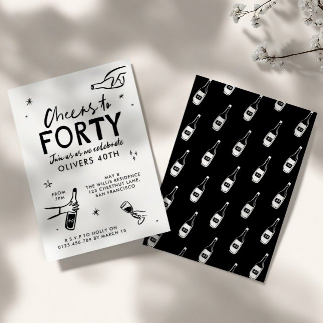 Convite festa de aniversário de 40 anos com puxador de mão (Criador carregado)