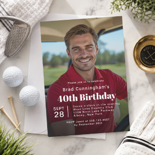 Convite Festa de Aniversário de 40 anos com Tema de Golfe