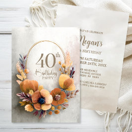 Convite Festa de Aniversário de 40 anos com tema Floral La
