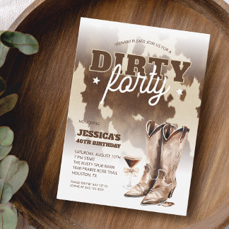 Convite Festa de Aniversário de 40 Anos de Cowgirl Western