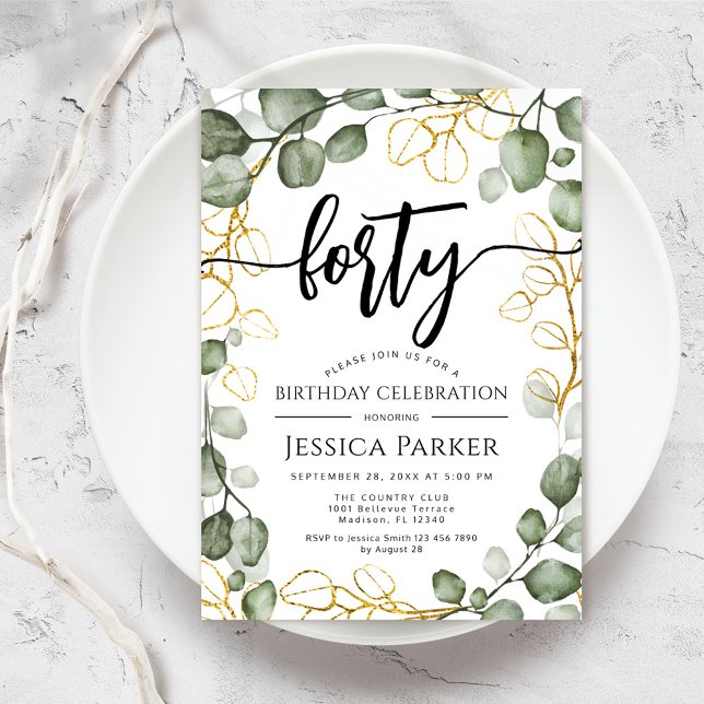 Convite Festa de aniversário de 40 anos de Eucalyptus Wrea (Criador carregado)