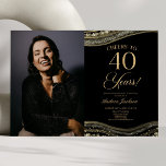 Convite Festa de aniversário de 40 anos de Imagem de Agato<br><div class="desc">Este é um Convite de festas de Foto de aniversário de 40 anos de Imagem Personalizada de Agate Dourado Elegante!</div>