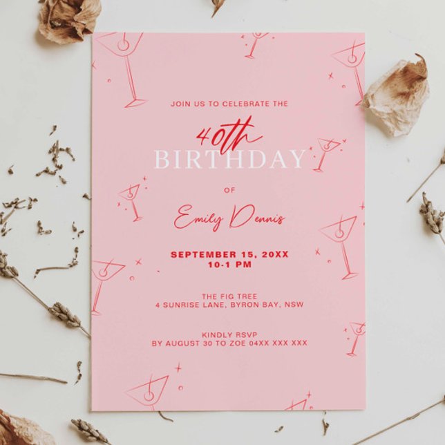 Convite Festa de aniversário de 40 anos de Martini de Manu (Criador carregado)