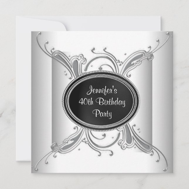 Convite Festa de aniversário de 40 anos de Mulheres Branca (Frente)