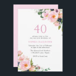Convite Festa de aniversário de 40 anos de Mulheres Florai<br><div class="desc">Convite de festas de aniversário de 40 anos de mulheres cor-de-rosa-claro Também temos muitos outros convites e coleções.</div>