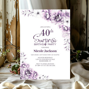 Convite Festa de aniversário de 40 anos de Surpresa Floral