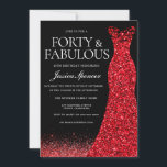 Convite Festa de aniversário de 40 anos do Palhaço Vermelh<br><div class="desc">Convite de festas do aniversário de 40 anos vermelho de brilho vermelho de vestido - 40 e 40 Variações fabulosas para o convite e itens correspondentes na nossa loja</div>