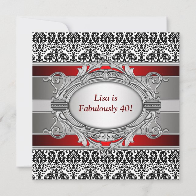 Convite Festa de aniversário de 40 anos fabulosa do Damasc (Frente)