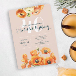 Convite Festa de aniversário de 40 anos Floral do Jardim R