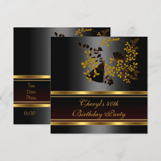 Convite Festa de Aniversário de 40 anos Floral padrão Pret