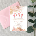 Convite Festa de aniversário de 40 anos Floral Rosa de Qua<br><div class="desc">Este é um Convite de festas de Flor Floral Rosa de Quarenta Boho!</div>