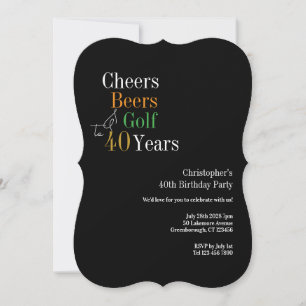 Convite Festa de Aniversário de 40 Anos Golfe Cheers Cerve