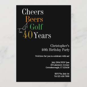 Convite Festa de Aniversário de 40 Anos Golfe Cheers Cerve