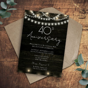 Convite Festa de Aniversário de 40 anos Luzes de Madeira R