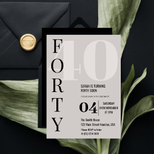 Convite Festa de Aniversário de 40 Anos Moderna e Elegante