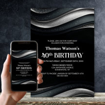 Festa de Aniversário de 40 Anos Preta e Prata Mode