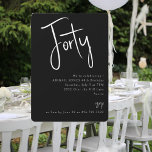 Convite Festa de aniversário de 40 anos preto simples<br><div class="desc">40º convite de festas de aniversário. Texto preto e branco. Simples. Apenas texto. Arredondado.</div>