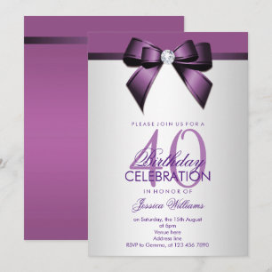 Convite Festa de Aniversário de 40 anos Romântica Violeta