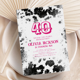 Convite Festa de aniversário de 40 anos Rosa Quente com Im