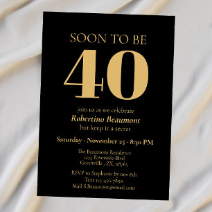 Convite Festa de Aniversário de 40 Anos Simples Moderna Su