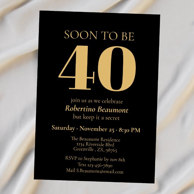 Convite Festa de Aniversário de 40 Anos Simples Moderna Su (Criador carregado)