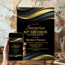 Festa de Aniversário de 40 Anos Surpresa Preta e D