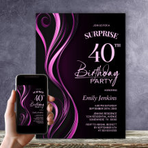 Festa de Aniversário de 40 anos Surpresa Preta e R