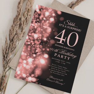 Convite Festa de Aniversário de 40 anos Surpresa Rose Gold