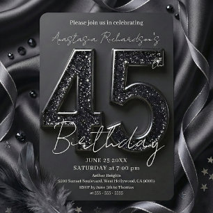 Convite Festa de Aniversário de 45 Anos Elegante e Chique