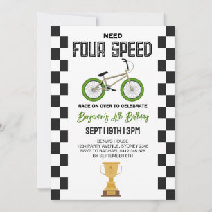 Convite Festa de Aniversário de 4 anos de Bicicleta BMX