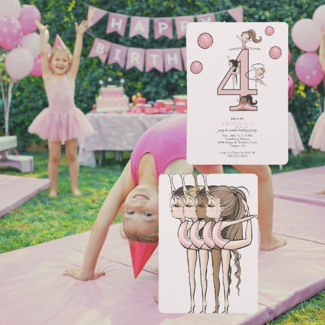 Convite Festa de Aniversário de 4 anos de Ginástica com Sa (Criador carregado)