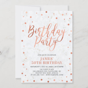 Convite Festa de Aniversário de 50 anos Adulto Cobre e Már