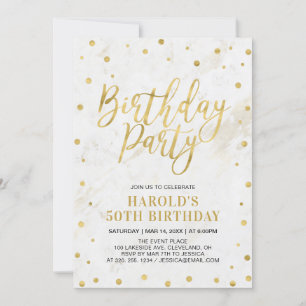 Convite Festa de Aniversário de 50 anos Adulto Dourado Mod